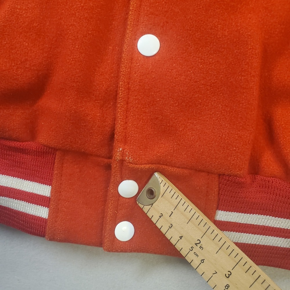 Vtg 90s Southgate Varsity Letterman Jacket Red Leather Wool Gator Bomber Canada - Picture 11 of 13